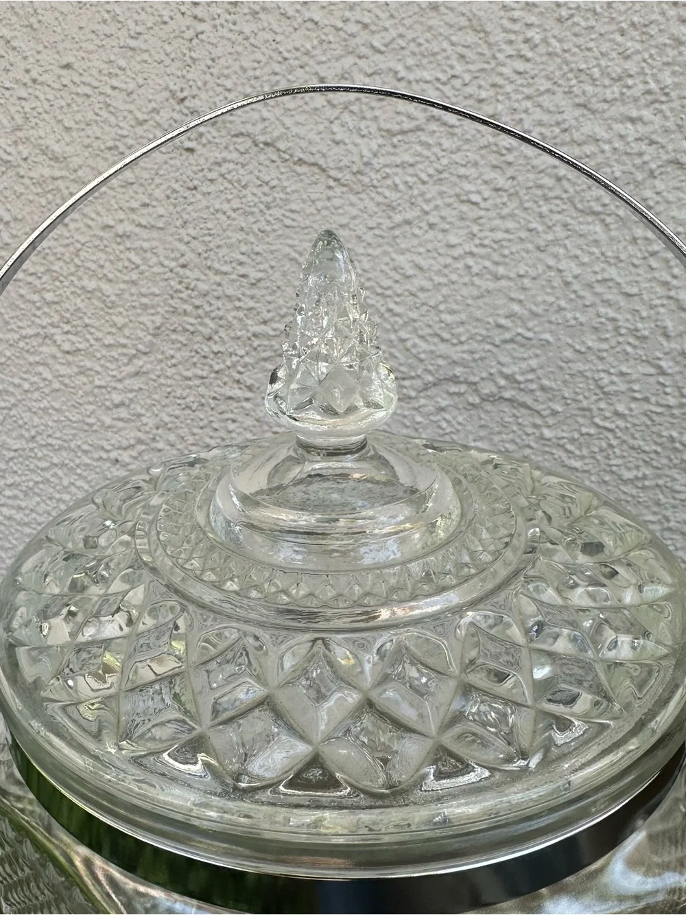 Anchor Hocking Vintage Glass Ice Bucket With Silver Plated Handle 11